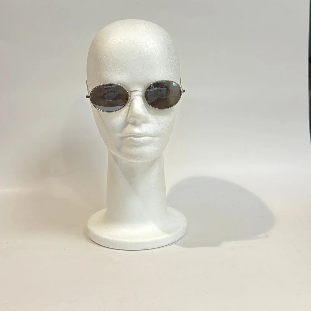 Vintage Y2K Oval Wire Frame Sunglasses Dark Lens Matrix Style Retro 90s